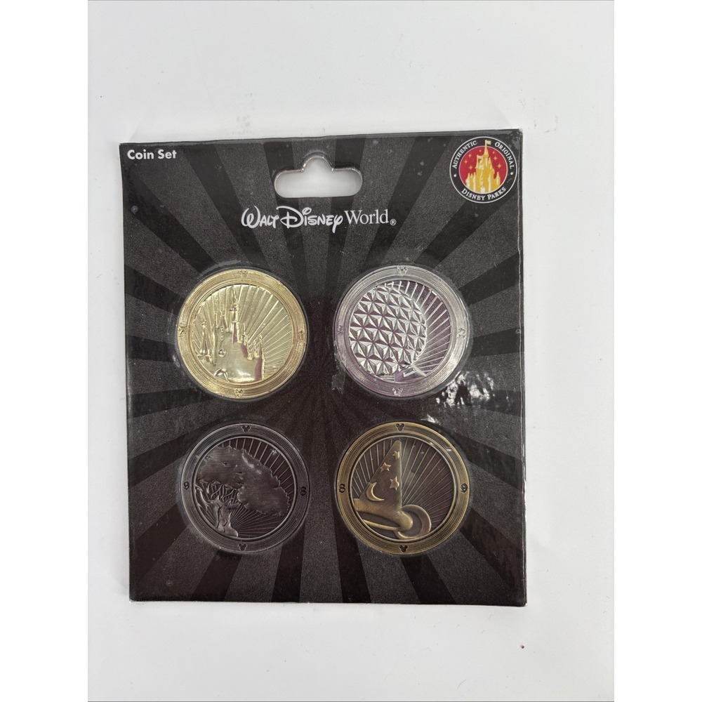 WALT DISNEY WORLD Theme Parks Coin Set Of 4 ~ Original Sealed Package